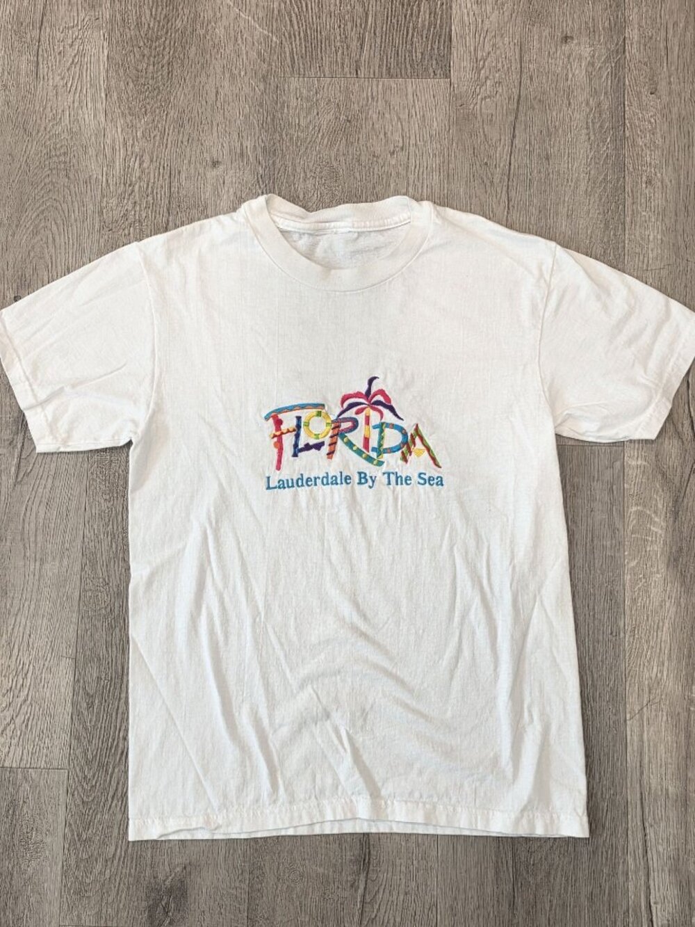Florida Lauderdale By The Sea Graphic Tee White Cotton Short Sleeve tee